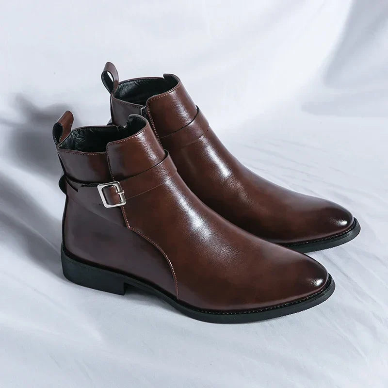 Ronan - Men's Side-Zip Chelsea Boots with Block Heel