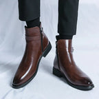 Ronan - Men's Side-Zip Chelsea Boots with Block Heel