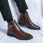 Ronan - Men's Side-Zip Chelsea Boots with Block Heel