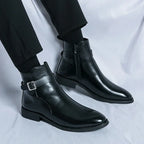 Ronan - Men's Side-Zip Chelsea Boots with Block Heel