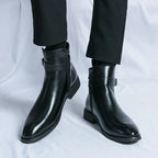 Ronan - Men's Side-Zip Chelsea Boots with Block Heel