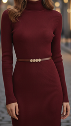 Rosalie - Women's Ribbed Turtleneck Bodycon Dress