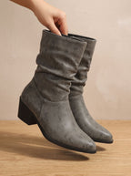 Rosalie - Women's Slouch Ankle Boots with Block Heel