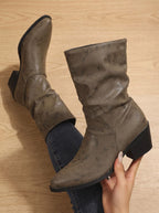 Rosalie - Women's Slouch Ankle Boots with Block Heel