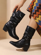 Rosalie - Women's Slouch Ankle Boots with Block Heel