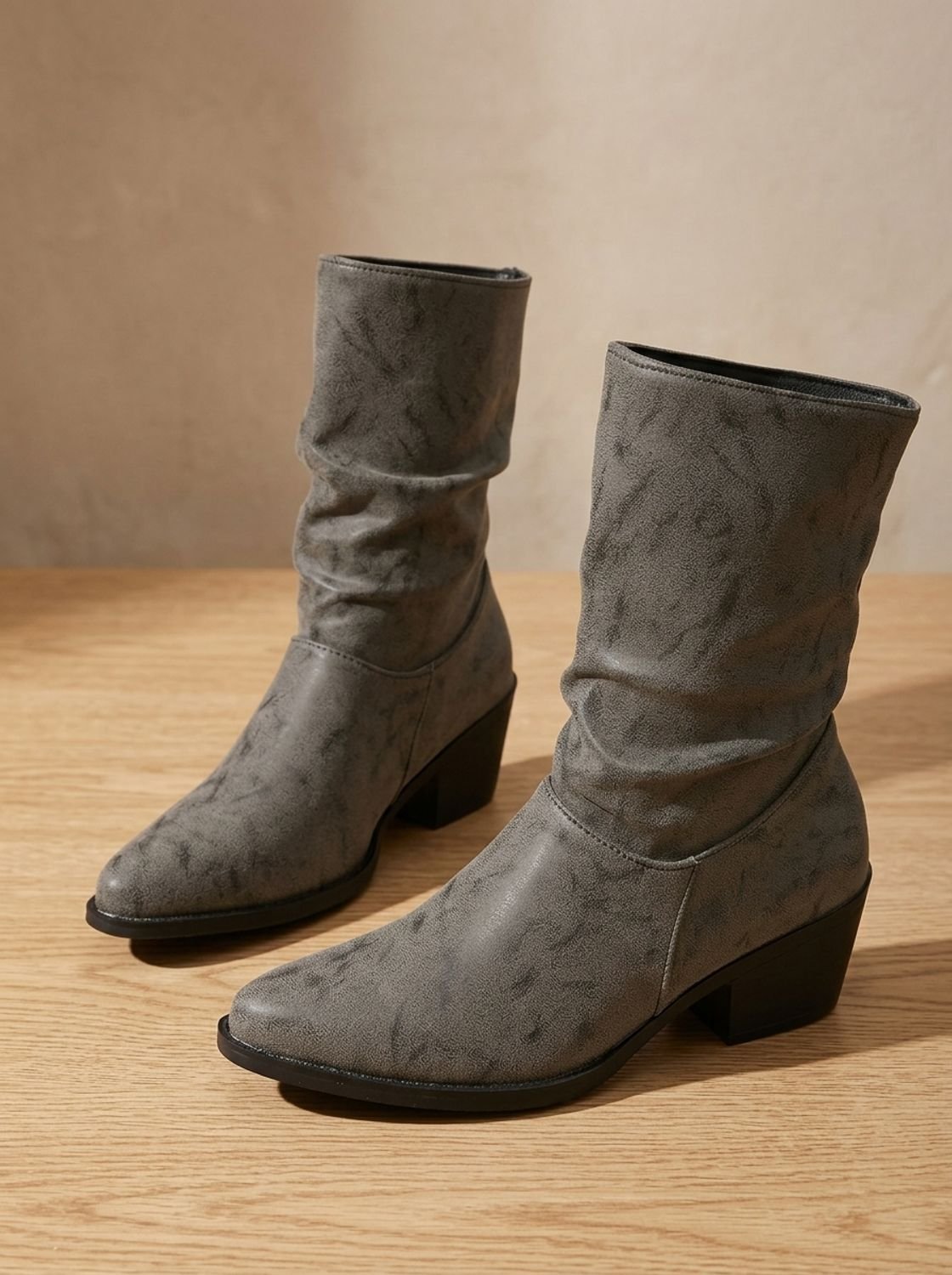 Rosalie - Women's Slouch Ankle Boots with Block Heel