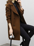 Roselyn - Women's Oversized Lapel Double-Breasted Tailored Coat