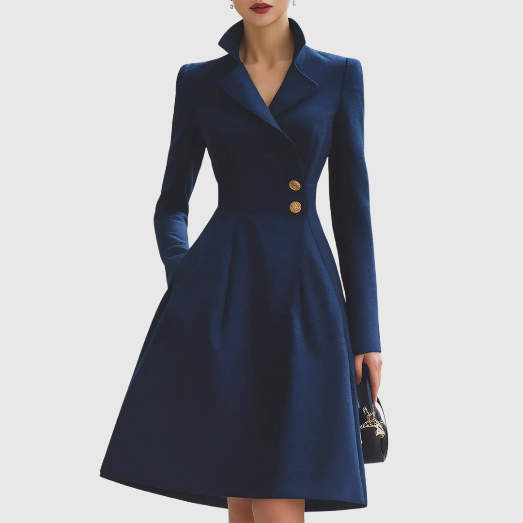 Rosemary - Women's Tailored Coat Dress with A-Line Skirt