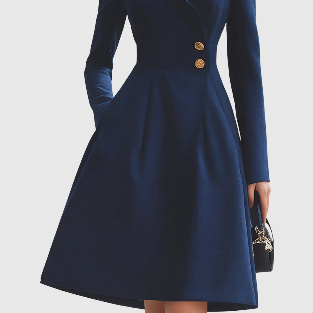 Rosemary - Women's Tailored Coat Dress with A-Line Skirt