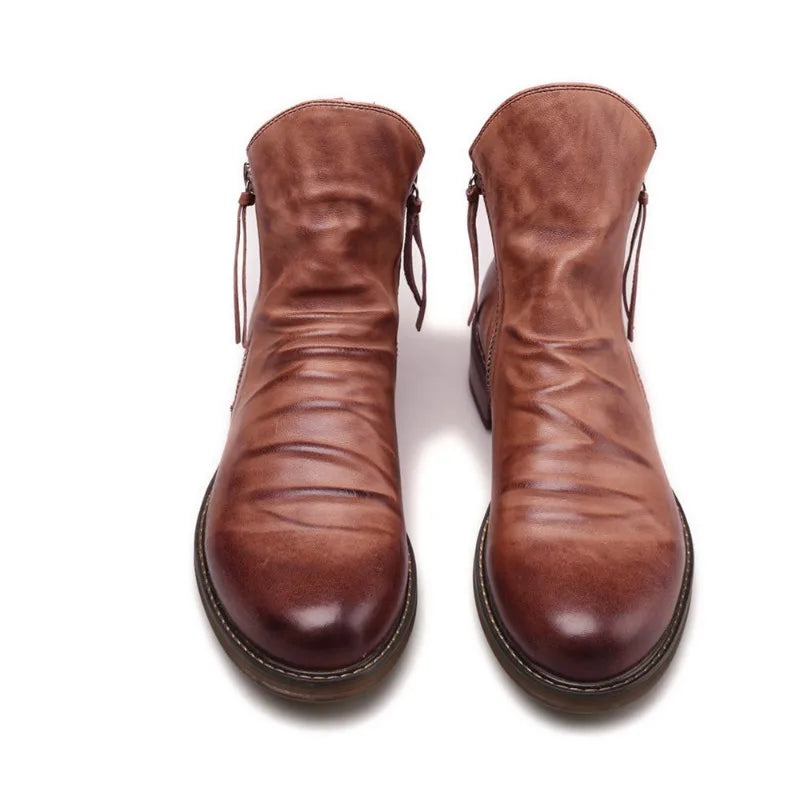 Rowan- Men's Side-Zip Leather Chelsea Boots