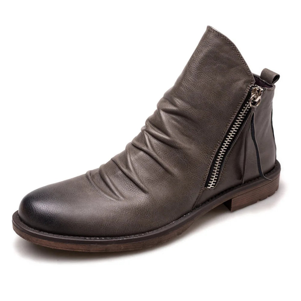 Rowan- Men's Side-Zip Leather Chelsea Boots