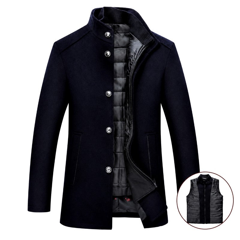 Rowan - Men's Stand Collar Quilted-Lined Button Coat 1