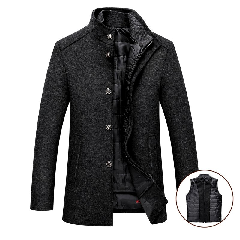 Rowan - Men's Stand Collar Quilted-Lined Button Coat 2