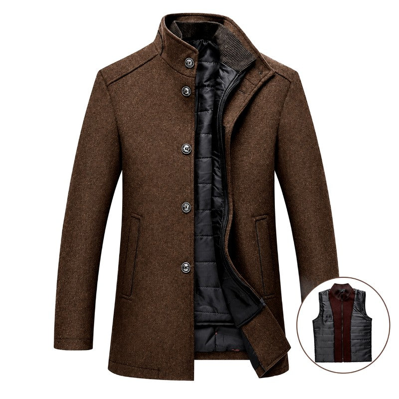 Rowan - Men's Stand Collar Quilted-Lined Button Coat 3