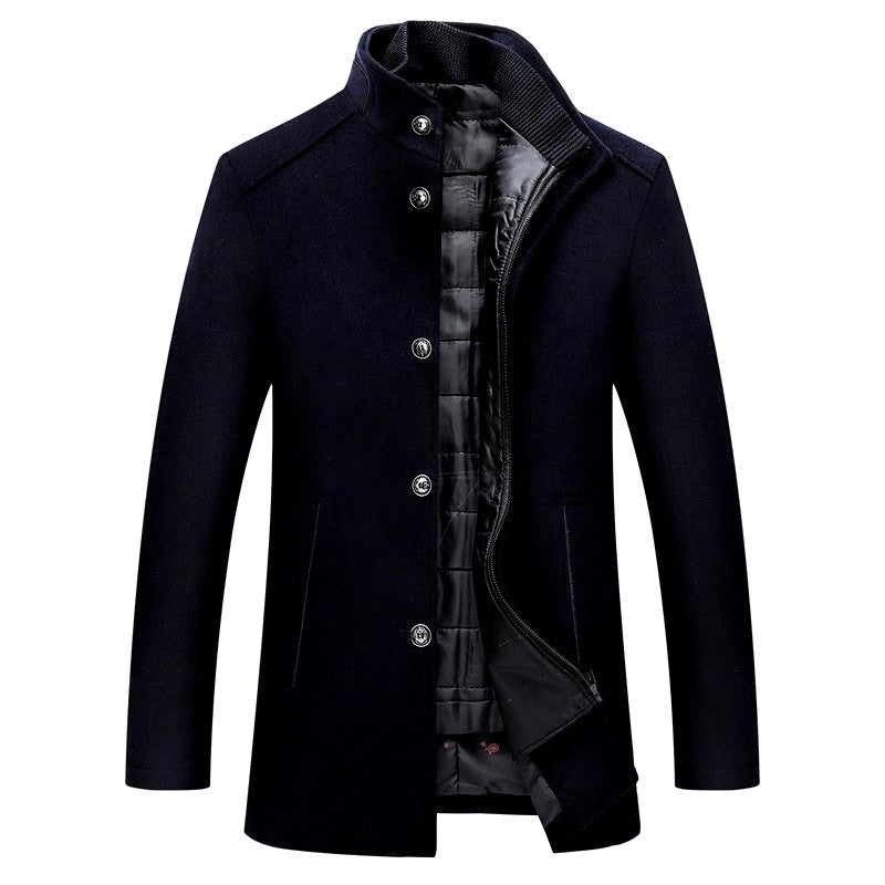 Rowan - Men's Stand Collar Quilted-Lined Button Coat 4