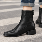 Sabrina  - Women's Square Toe Ankle Boots with Back Zip