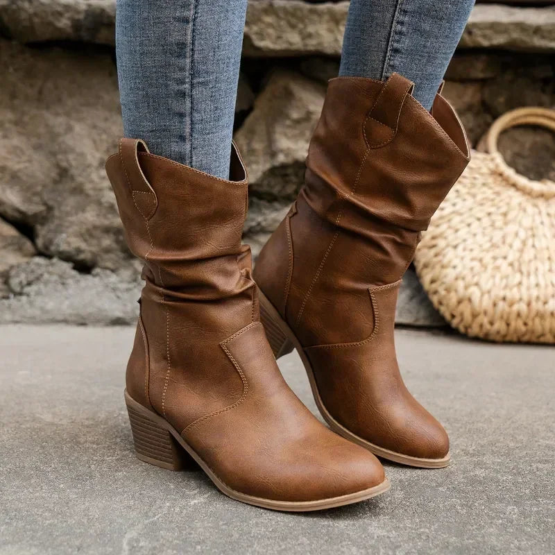 Sadie - Women's Slouchy Mid-Calf Western Boots