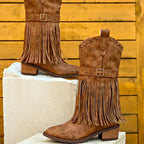Sadora - Women's Fringe Studded Ankle Boots with Side Zip