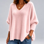Samantha - Women's Oversized V-Neck Fuzzy Knit Sweater 3