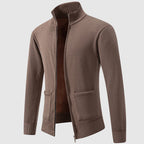 Santiago - Men's Ribbed Zip Cardigan with Mock Collar