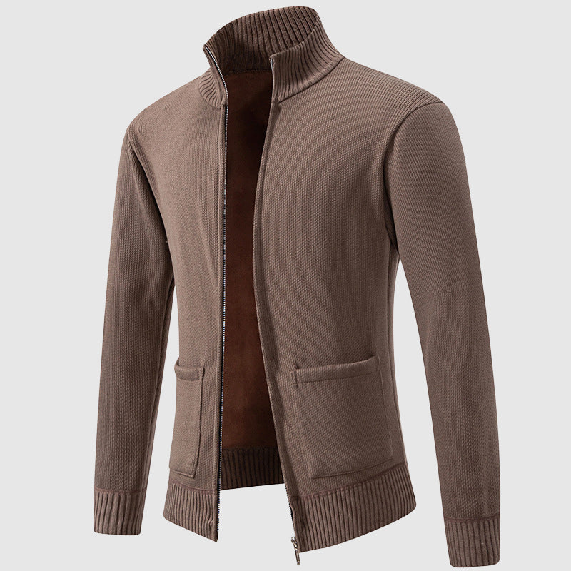 Santiago - Men's Ribbed Zip Cardigan with Mock Collar