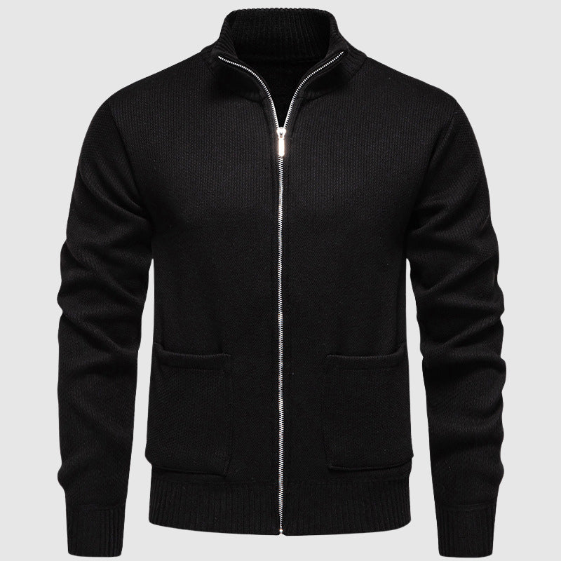 Santiago - Men's Ribbed Zip Cardigan with Mock Collar