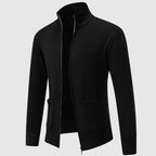 Santiago - Men's Ribbed Zip Cardigan with Mock Collar