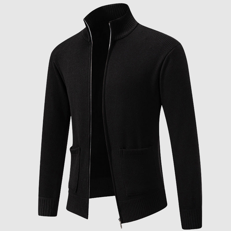 Santiago - Men's Ribbed Zip Cardigan with Mock Collar