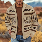 Sawyer - Men's Geometric Knit Zip Cardigan with Stand Collar