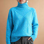 Shayne - Women's Diamond-Block Turtleneck Sweater