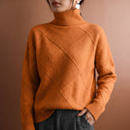 Shayne - Women's Diamond-Block Turtleneck Sweater
