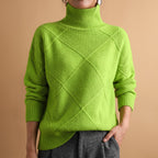 Shayne - Women's Diamond-Block Turtleneck Sweater