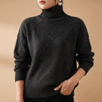Shayne - Women's Diamond-Block Turtleneck Sweater