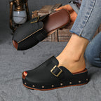 Sienna - Women's Buckle-Strap Platform Clogs