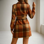 Sophia - Women's Button-Front Plaid Shirt Dress