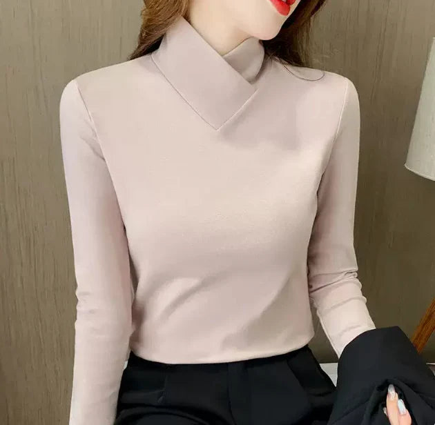 Stella - Women's Mock-Neck Long-Sleeve Top