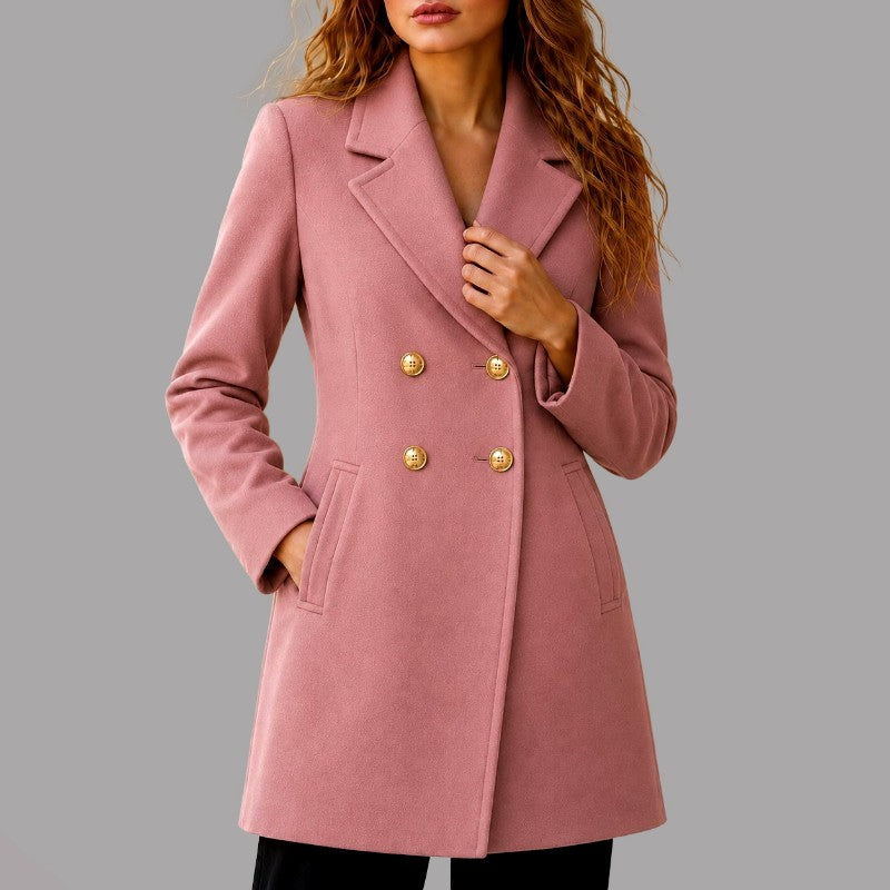 Stephanie - Women's Notched Lapel Double-Breasted Blazer 2