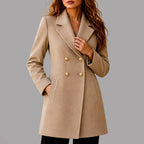 Stephanie - Women's Notched Lapel Double-Breasted Blazer 3