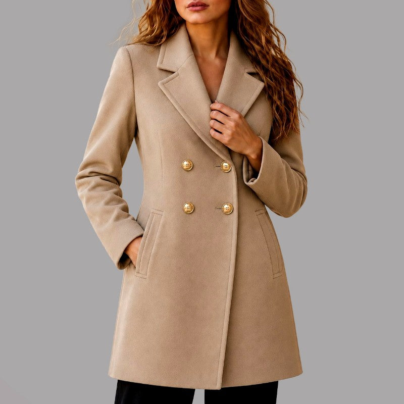 Stephanie - Women's Notched Lapel Double-Breasted Blazer 3