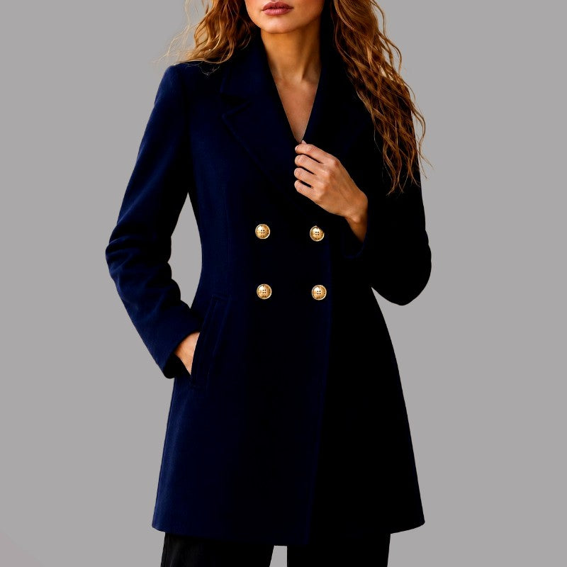 Stephanie - Women's Notched Lapel Double-Breasted Blazer 4