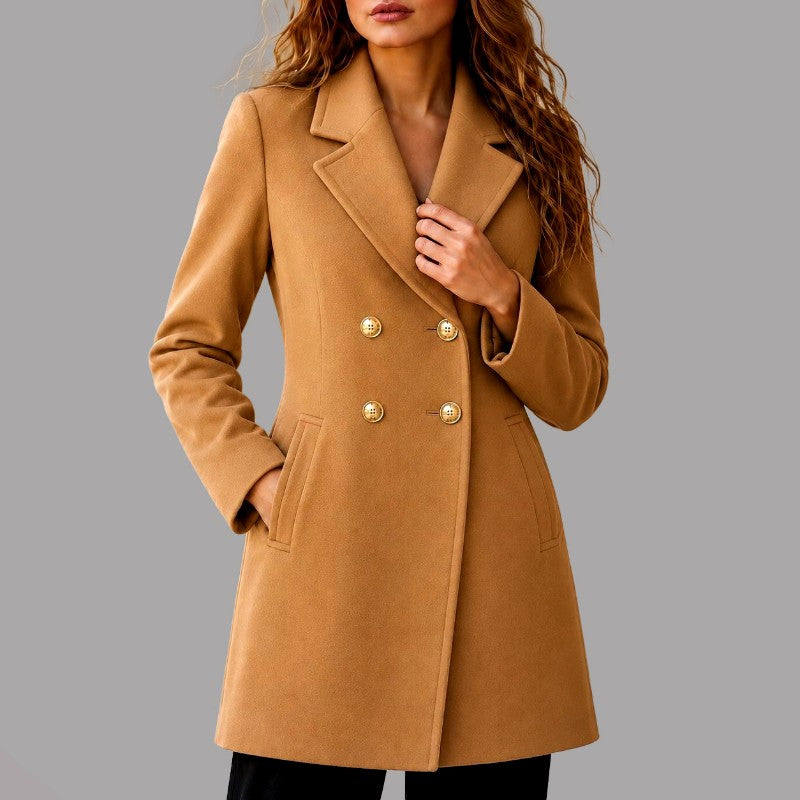 Stephanie - Women's Notched Lapel Double-Breasted Blazer 5