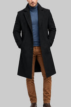 Steven - Men's Tailored Long Coat with Front Pockets