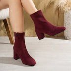Sunshine - Women's Block-Heel Ankle Boots with Side Zip