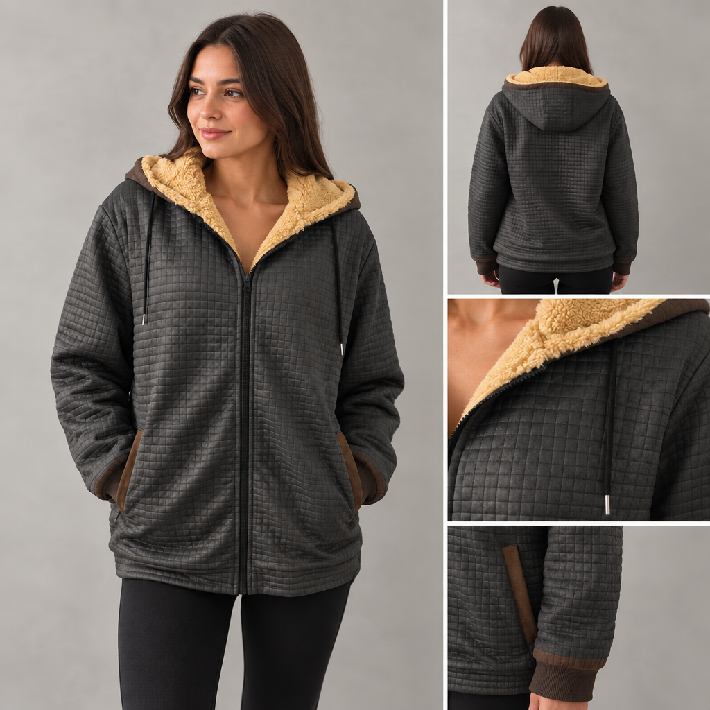 Sylvie - Women's Quilted Hooded Jacket with Soft Sherpa Lining