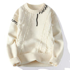 Taylor - Men's Frayed Texture Crew-Neck Knit Sweater