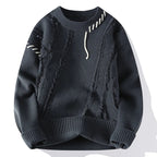 Taylor - Men's Frayed Texture Crew-Neck Knit Sweater
