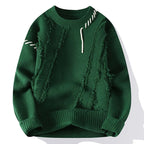 Taylor - Men's Frayed Texture Crew-Neck Knit Sweater