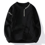 Taylor - Men's Frayed Texture Crew-Neck Knit Sweater