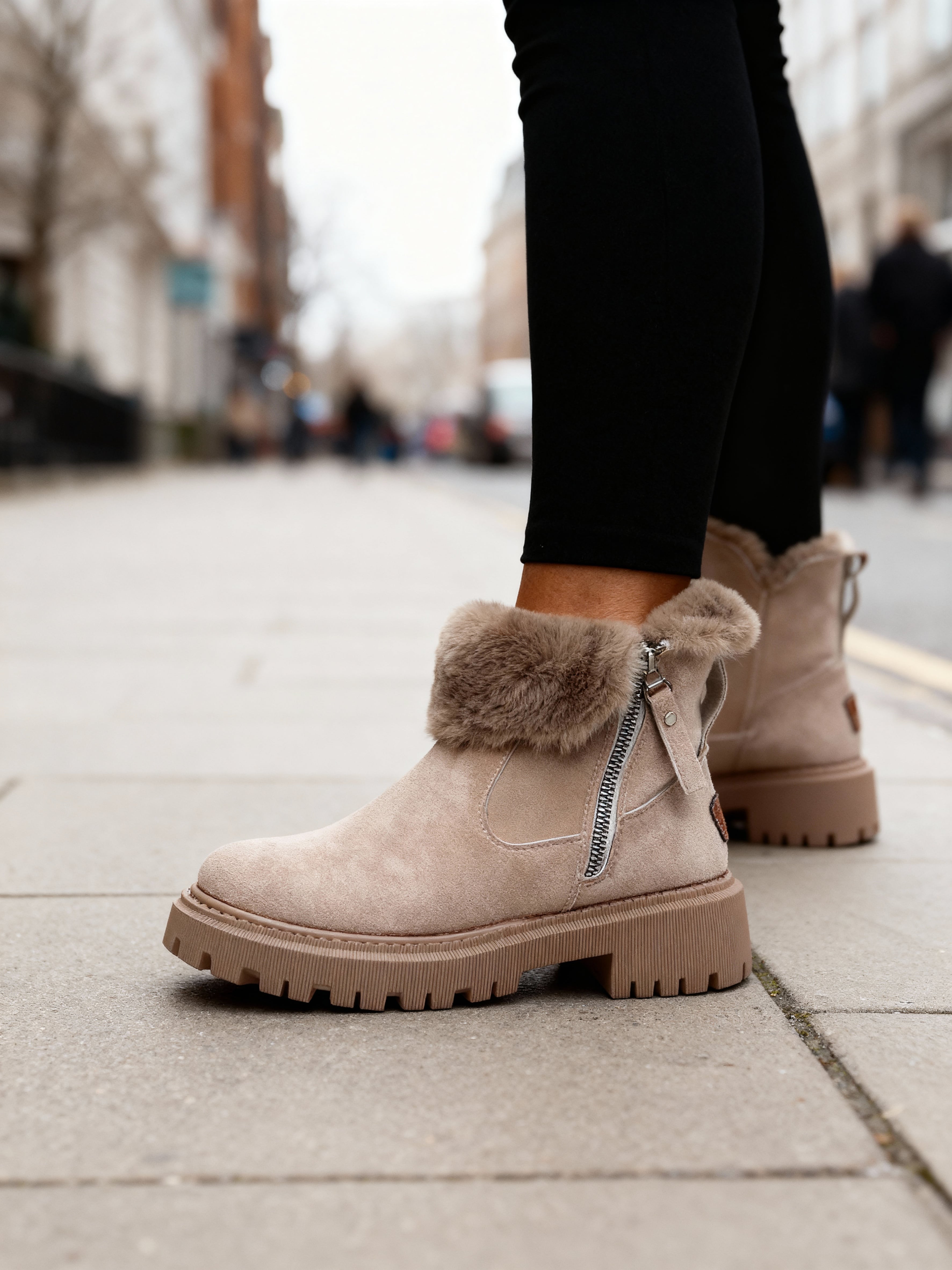 Thalia - Women's Faux-Fur Lined Platform Ankle Boots