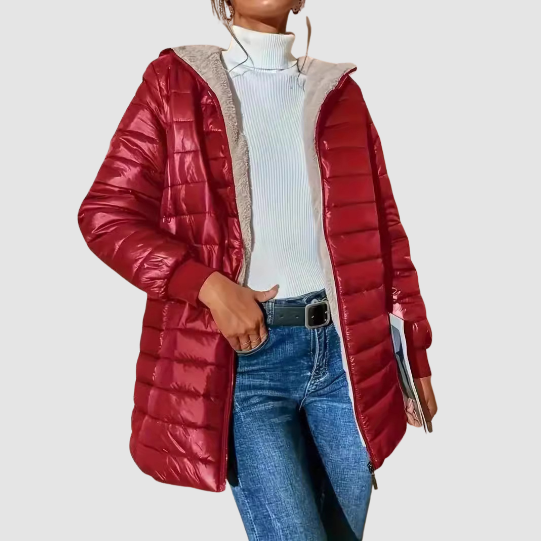Theodora - Women's Quilted Puffer Coat with Sherpa Lining